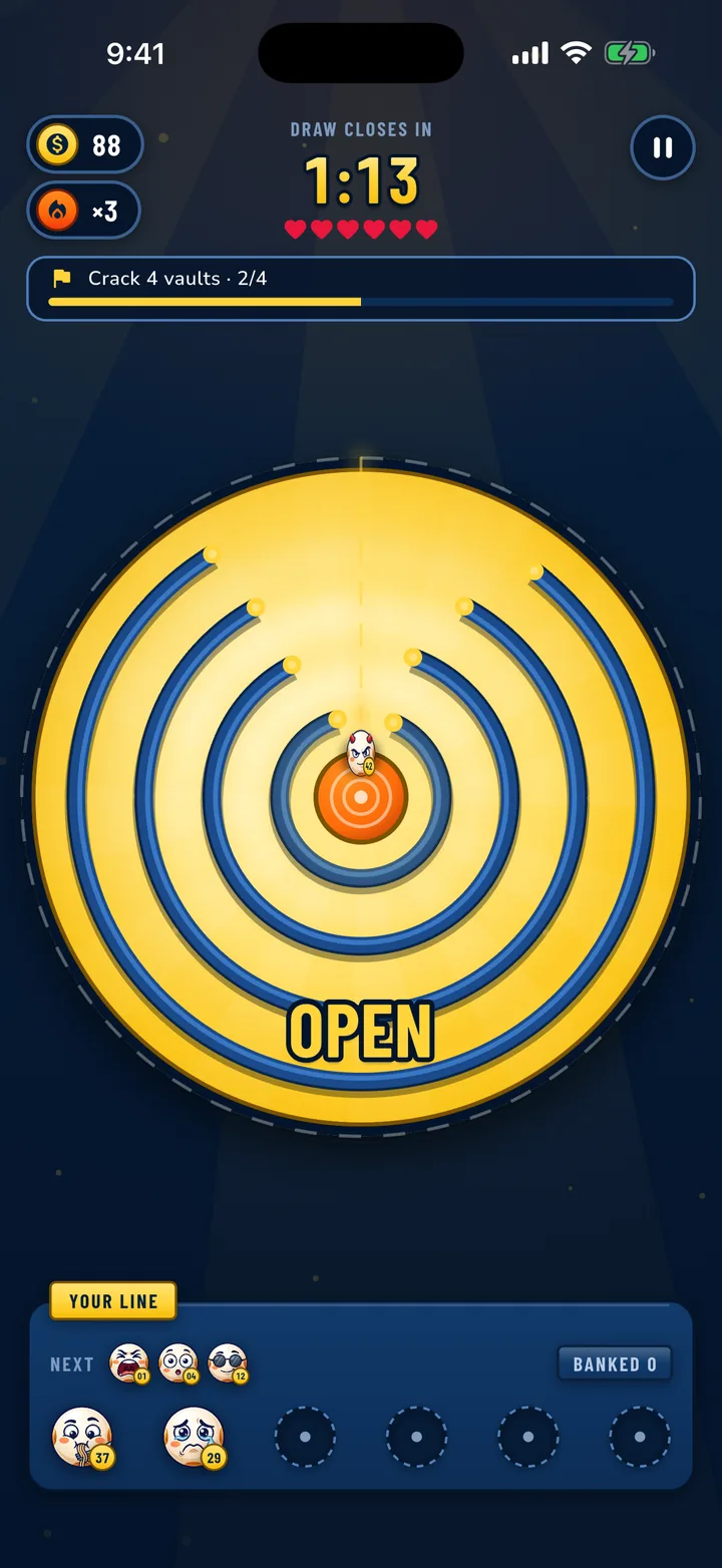 Vault: stop each ring on the line