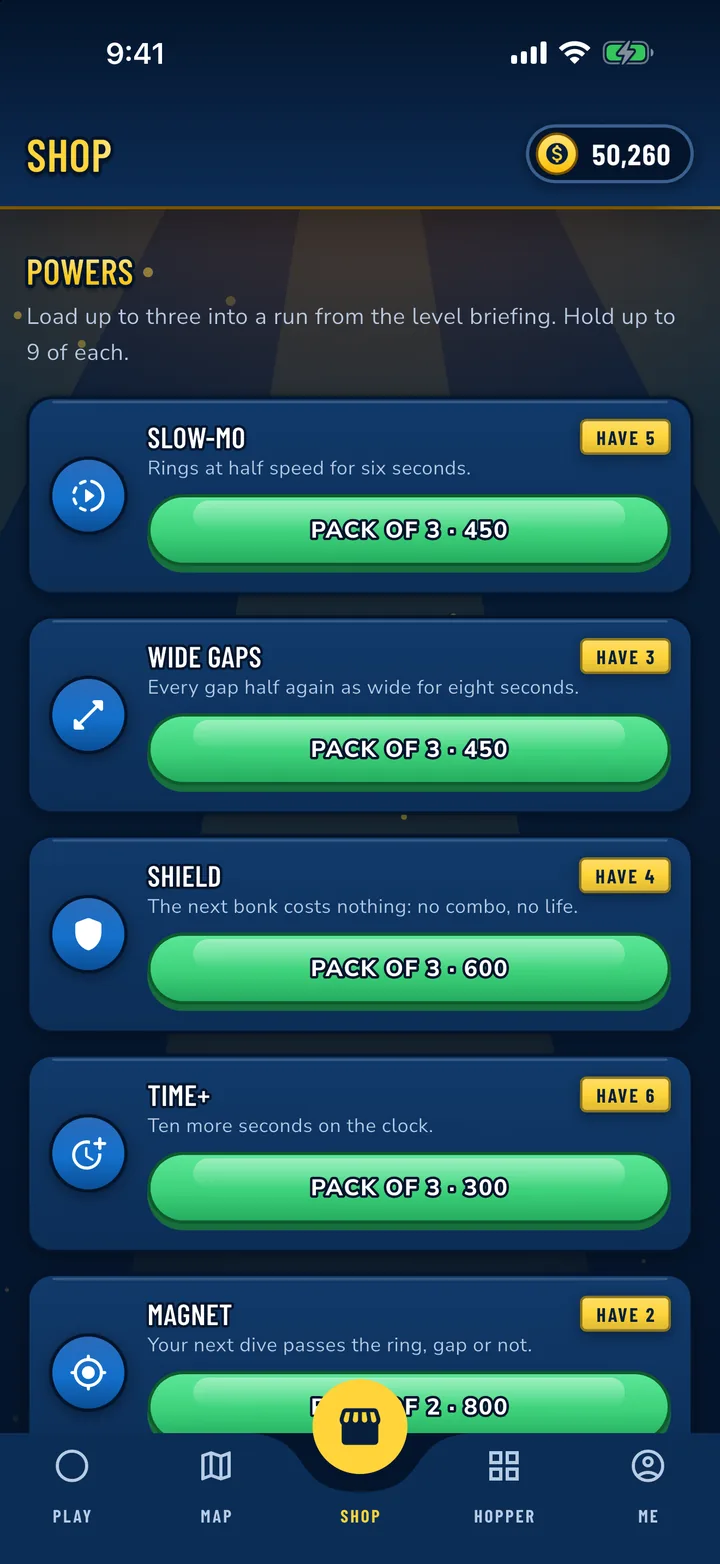 Powers and looks, bought with coins